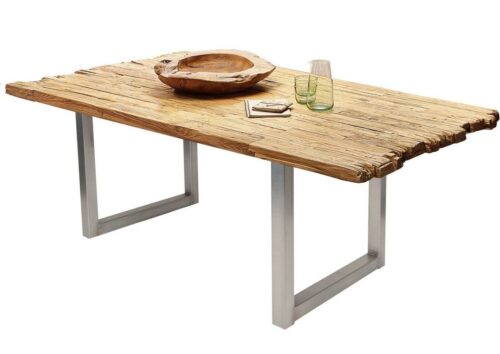 SIT Esstisch »Tisch 180x100 cm Platte recyceltes Teak, Gestell«, Platte recyceltes Teak, Gestell Metall