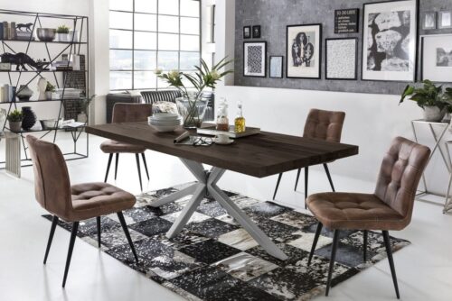 SIT Esstisch »Tisch 180x100 cm, Balkeneiche carbon-grau Platte«, Platte Balkeneiche, Gestell Eisen