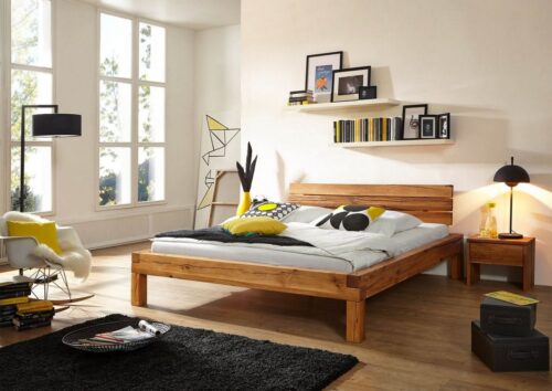 Massivmoebel24 Massivholzbett »BALKENMÖBEL« (Bett aus robustem Massivholz, massives Holzbett Bettgestell, 160x200 Kernbuche)