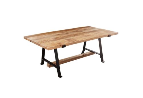 Wohnling Couchtisch »WL5.938«, Mango Massivholz 115x42x60 cm Tisch mit Metallgestell Sofatisch Rechteckig Industrial Design Massiver Wohnzimmertisch Modern