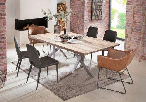 SIT Esstisch »Tisch 180x100 cm Platte Balkeneiche, Gestell«, Platte Balkeneiche, Gestell Metall