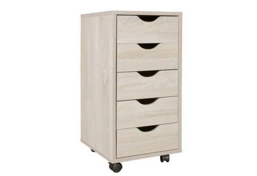 Wohnling Rollcontainer »WL5.174«, Rollcontainer 33 x 64 x 38 cm MDF-Holz 5 Schubladen sonoma Moderner Schubladencontainer mit Rollen Standcontainer Bürocontainer