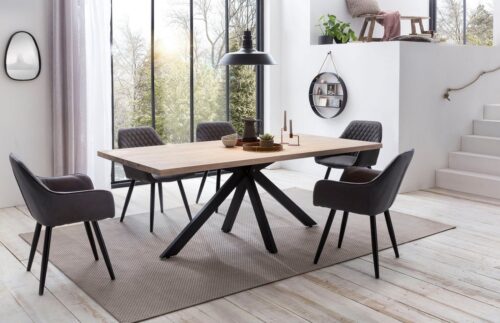 Home affaire Esstisch »Miami Beach«, aus Massivholz Eiche, mit schwarzem Spider Gestell