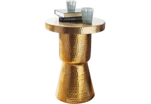 Wohnling Beistelltisch »WL5.480«, Design 43x59x43 cm Aluminium Gold Dekotisch orientalisch rund Designer Ablagetisch Metall modern Anstelltisch schmal Kleiner Hammerschlag Abstelltisch