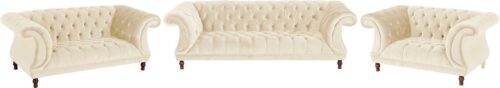 Max Winzer® Chesterfield-Sofa »Isabelle«, mit edler Knopfheftung & gedrechselten Füßen in Buche Nussbaum, Breite 260 cm
