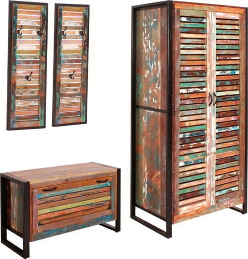 SIT Garderoben-Set »Fiume«, (4-St), recyceltes Altholz in Lamellen Optik