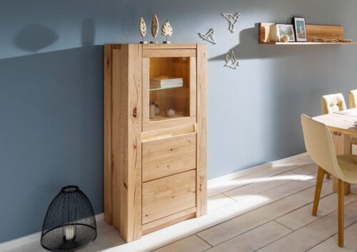 Massivmoebel24 Highboard »KENT« (73x40x142 Wildeiche montiert)