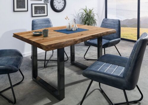 Massivmoebel24 Baumkantentisch »FREEFORM« (140x90x77 Sheesham), Echte Baumkante, Natürliche Risse und Unebenheiten