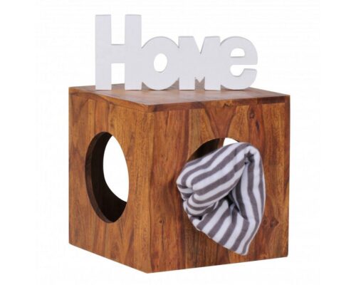 Wohnling Beistelltisch »Beistelltisch MUMBAI Massivholz Sheesham 35x35 cm Cube Wohnzimmer-Tisch Design Landhaus-Stil Couchtisch quadratisch«