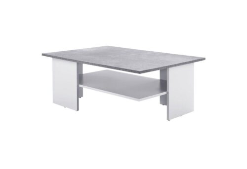 Wohnling Couchtisch »WL6.064«, Design 90x35x60 cm Zementfarben / Weiß Wohnzimmertisch mit Ablage Sofatisch Groß  Tisch mit Stauraum