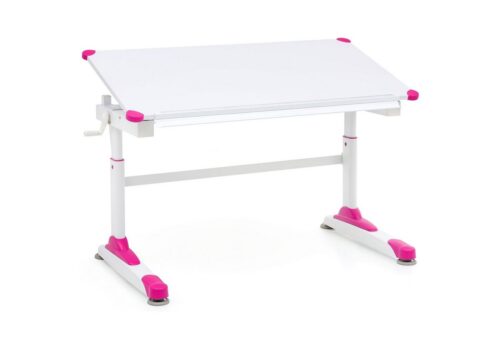 Wohnling Schreibtisch »WL5.759«, Design Kinderschreibtisch Holz 119 x 67 cm Pink/Weiß Maltisch Neigbarer Mädchen Schülerschreibtisch Höhenverstellbarer Kinder - Kindertisch Tischgestell Metall