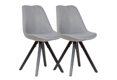 Wohnling Esszimmerstuhl »WL6.125«, 2er Set Esszimmerstuhl Hellgrau mit schwarzen Beinen Stuhl Skandinavisch Polsterstuhl mit Stoff-Bezug Design Küchenstuhl gepolstert