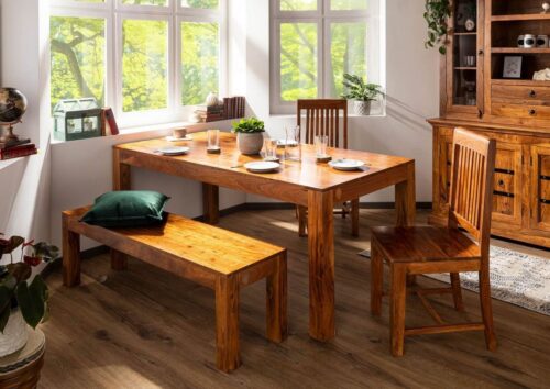 Massivmoebel24 Esstisch »OXFORD« (Stilvoller Esstisch für 6 Personen im Landhausstil, in braun lackiert 120x90x76 Akazie), hochwertiges Edelholz,authentische Holzadern,aufwendige Schnitzereien und Verzierungen,