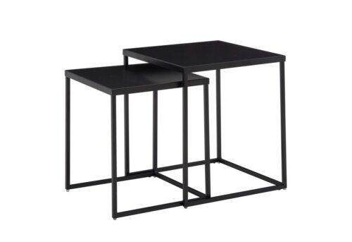 Wohnling Satztisch »WL6.602«, Wohnzimmertisch 2er Set Metall Beistelltisch Eckig Schwarz Design Beistelltisch Industrial Sofatisch Couchtisch Quadratisch Tischset 2-teilig Stahl