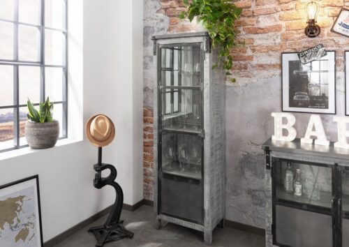 Massivmoebel24 Vitrine »HEAVY INDUSTRY« (60x40x180 Mango montiert)