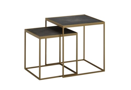 Wohnling Satztisch »WL6.634«, Wohnzimmertisch 2er Set MDF in Stein-Optik / Metall Beistelltisch Eckig Design Beistelltisch Industrial Sofatisch Couchtisch Quadratisch Tischset 2-teilig