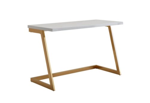 Wohnling Schreibtisch »WL6.574«, 120x55x76 cm Hochglanz Weiß / Gold PC-Tisch mit Metallbeine Design Computertisch Home-Office Bürotisch Konsolentisch Modern