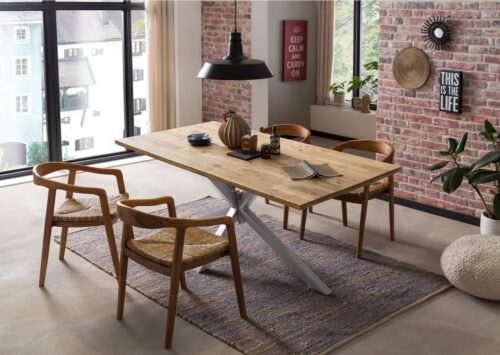 SIT Esstisch »Tisch 180x100 cm Platte Pinie, Gestell Metall«, Platte Pinie, Gestell Metall