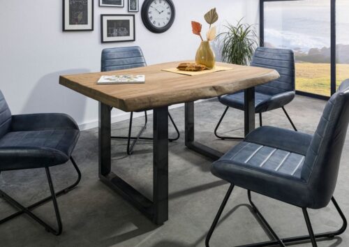 Massivmoebel24 Baumkantentisch »FREEFORM« (160x90x77 Mango, Baumkantentisch Esstisch aus Holz massiv Massivholz Küchentisch), Echte Baumkante, Natürliche Risse und Unebenheiten