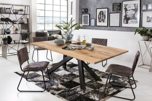 SIT Esstisch »Tisch 220x100 cm Platte Wildeiche geölt, Gestell«, Platte Wildeiche geölt, Gestell Metall