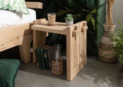 Massivmoebel24 Nachttisch »OAK HEART« (Nachttisch im Landhausstil in natur geölt 54x34x45 Eiche), hölzerne Steckverbindungen,durchgängige Bretter,naturbelassen