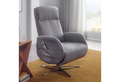 Wohnling Polsterstuhl »WL6.213«, Relaxsessel mit Massagefunktion Hellgrau Stoff Ruhesessel elektrisch verstellbar Sessel mit Liegefunktion Bequemer Entspannungssessel