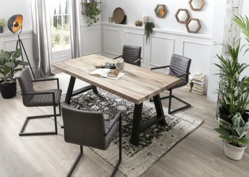 SIT Esstisch »Tisch 180x100 cm Platte Balkeneiche, Gestell«, Platte Balkeneiche, Gestell Metall