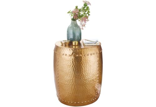 Wohnling Beistelltisch »WL5.471«, 42x49x42cm Aluminium Gold Dekotisch orientalisch rund Kleiner Hammerschlag Abstelltisch Designer Ablagetisch Metall modern Anstelltisch schmal