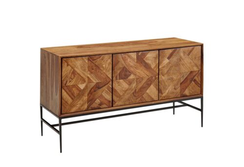Wohnling Sideboard »WL6.559«, 123x70x45 cm Sheesham Massivholz / Metall Anrichte mit Türen Industrial Kommode Kommodenschrank Holz Modern Standschrank Wohnzimmer