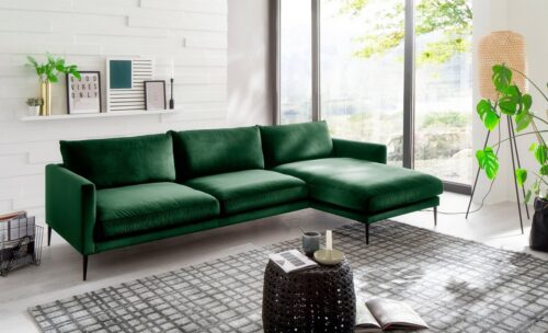 Trendfabrik Polsterecke »Svea«, Recamiere rechts oder links bestellbar, mit Metallfuß, frei im Raum stellbar