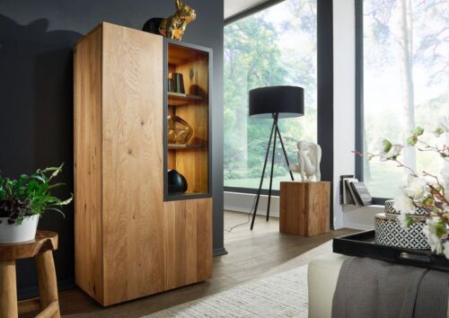 Massivmoebel24 Highboard »FRANKFURT« (66x43x138 Massivholz Eiche modernes Highboard massiv Holz Wildeiche / Zerreiche - montiert)