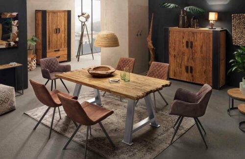 SIT Esstisch »Tisch 180x100 cm Platte Teak, Gestell Metall«, Platte Teak, Gestell Metall