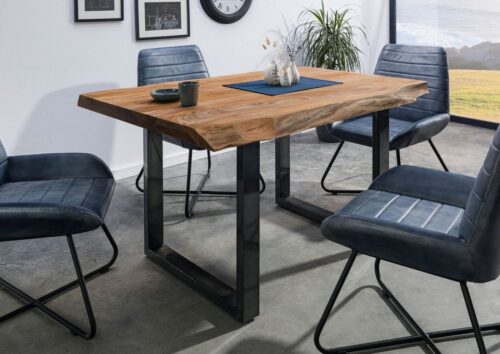 Massivmoebel24 Baumkantentisch »FREEFORM« (140x90x77 Sheesham), Echte Baumkante, Natürliche Risse und Unebenheiten