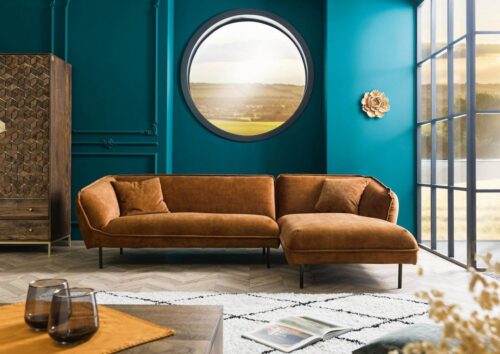 Massivmoebel24 Ecksofa »MILOU«, inkl. Dekokissen, Sitztiefe Divan 140 cm, Ottomane rechts