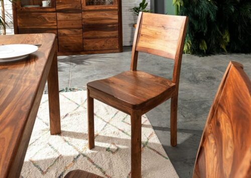 Massivmoebel24 Holzstuhl »TORONTO« (45x47x90 Sheesham / Akazie montiert, Stuhl aus massiven Echtholz mit abgerundeten Kanten, moderner Stil), abgerundete Kanten, Maserung