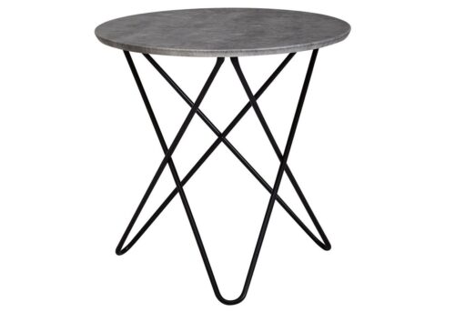 Wohnling Beistelltisch »WL5.979«, Design in Beton Optik Grau Rund Ø 60 cm Couchtisch Metallbeine Schwarz Moderner Wohnzimmertisch