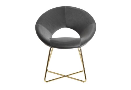 Wohnling Esszimmerstuhl »WL6.188«, Küchenstuhl Samt Dunkelgrau Polsterstuhl mit goldenen Beinen Schalenstuhl Stoff / Metall Design Stuhl Esszimmer Gepolstert