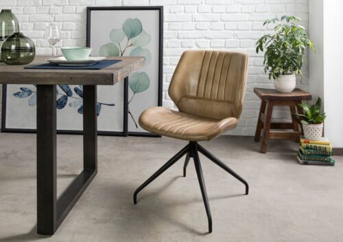 Massivmoebel24 Polsterstuhl »IRON LABEL«, Echtes Büffel-Leder, Eisengestell