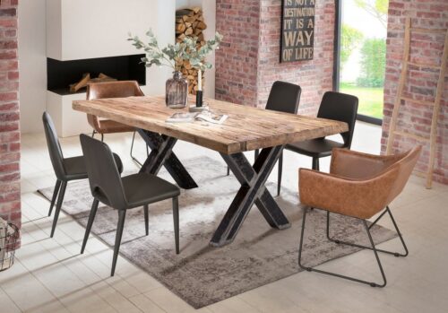 SIT Esstisch »Tisch 180x100 cm Platte recyceltes Teak, Gestell«, Platte recyceltes Teak, Gestell Metall