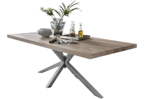 SIT Esstisch »Tisch 180x100 cm, Balkeneiche white wash Platte«, Platte Balkeneiche, Gestell Stahl