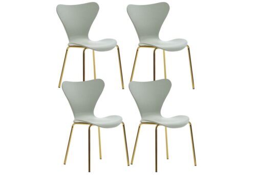 Wohnling Esszimmerstuhl »WL6.421«, Design 4er Set Grün Kunststoff mit goldenen Metallbeinen Küchenstuhl Skandinavisch ohne Armlehne Retro Essstuhl Schalenstuhl Esszimmer