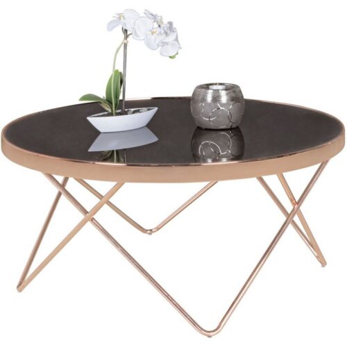 Wohnling Couchtisch »WL5.248«, Glas ø 82 cm Metall Wohnzimmertisch Modern Glastisch Rund Sofatisch Wohnzimmer Schwarz Moderner Coffee Table mit Glasplatte Kleiner Runder Design Kaffeetisch
