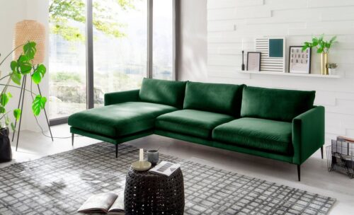 Trendfabrik Polsterecke »Svea«, Recamiere rechts oder links bestellbar, mit Metallfuß, frei im Raum stellbar