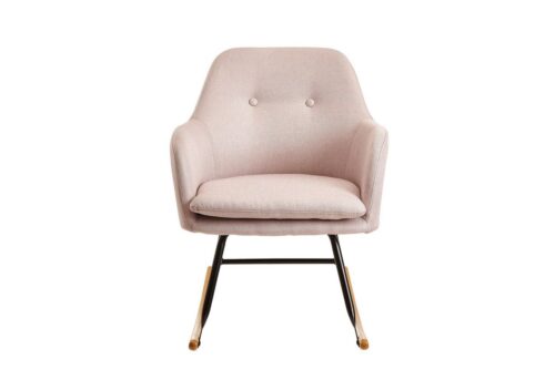 Wohnling Schaukelstuhl »WL6.206«, Schaukelsessel Rosa 71x76x70cm Design Relaxsessel Malmo-Stoff / Holz Schwingsessel mit Gestell Polster Relaxstuhl Sessel Moderner Schwingstuhl