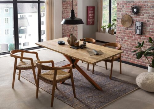 SIT Esstisch »Tisch 220x100 cm Platte Pinie, Gestell Metall«, Platte Pinie, Gestell Metall