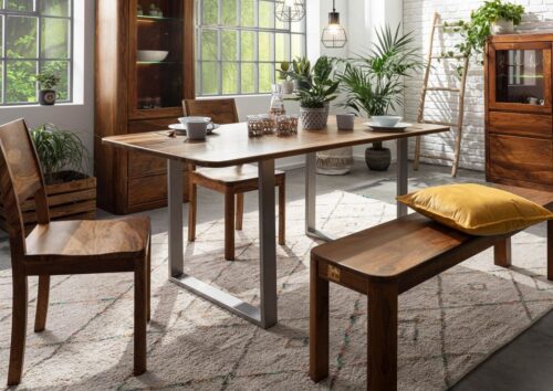 Massivmoebel24 Esstisch »TORONTO« (200x100x76 Sheesham / Akazie, Esstisch mit abgerundeten Kanten im modernen Stil Massiv)