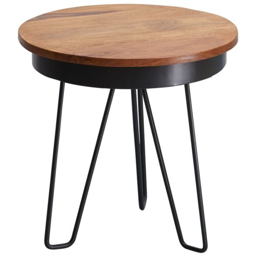 Wohnling Beistelltisch »WL5.680«, 43 x 45 x 43 cm Sheesham Holz Metall Couchtisch Industrial Style Echtholz Tischchen Wohnzimmer Holztisch Sofatisch Metallbeine Anstelltisch Dekotisch Rosenholz