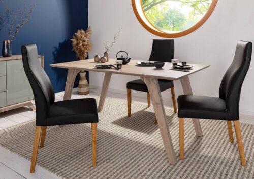 Massivmoebel24 Esstisch »TROMSO« (Esszimmertisch für 8 Personen, im Skandinavischen Stil, braun lackiert 220x100x76 Akazie)