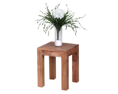 Wohnling Beistelltisch »Beistelltisch MUMBAI Massiv-Holz Akazie 35 x 35 cm Wohnzimmer-Tisch Design dunkel-braun Landhaus-Stil Couchtisch«