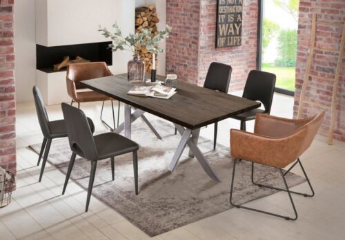 SIT Esstisch »Tisch 180x100 cm Platte Balkeneiche geölt, Gestel«, Platte Balkeneiche geölt, Gestell Metall
